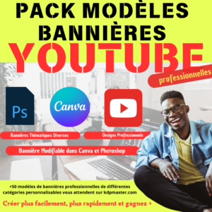 Pack Modèles Bannières YouTube professionnelles : Modèles Personnalisables pour un Branding attirant de votre chaîne YouTube ; Idéal pour graphistes et créateurs de contenus