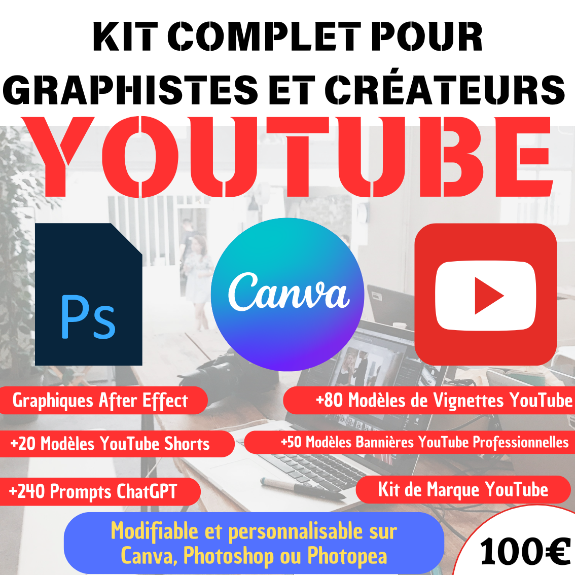 Kit Complet pour Créateurs YouTube et graphistes : Le Pack d'outils essentiel pour tout créateur de contenu YouTube – Image 2